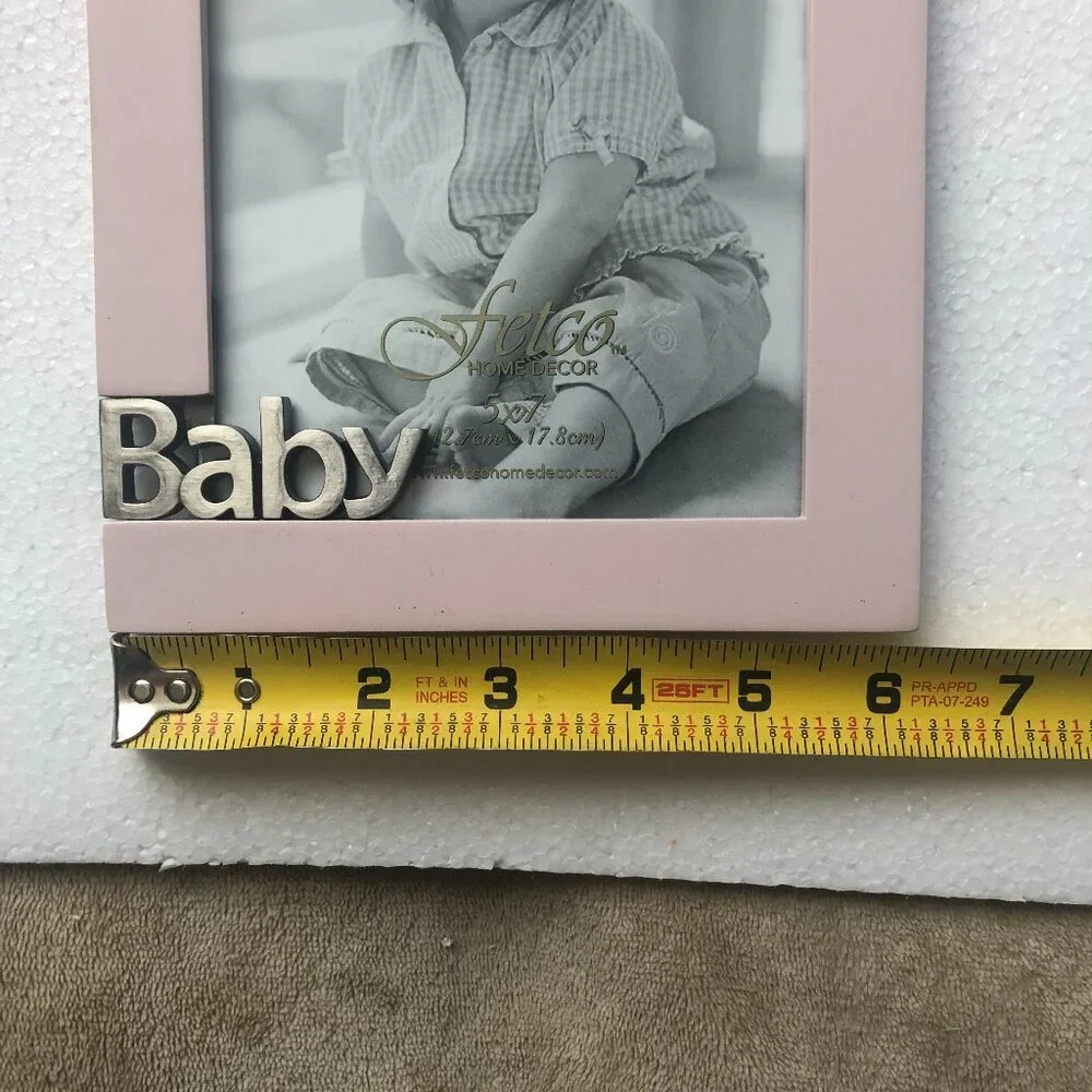 Pink 5 x 7 NWT Baby Photo Frame by Fetco Home Decor Raised Metallic Word 
